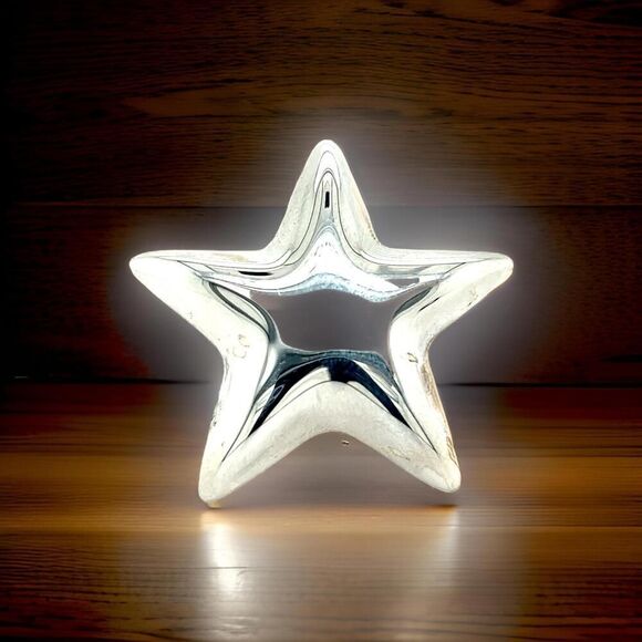 Tiffany & Co Estate Puffed Star Brooch Silver TIF549 - Picture 1 of 10